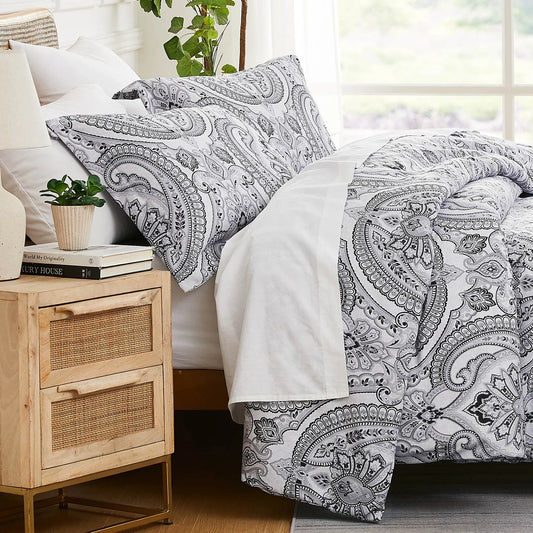 Royal Paisley Comforter Set, Black