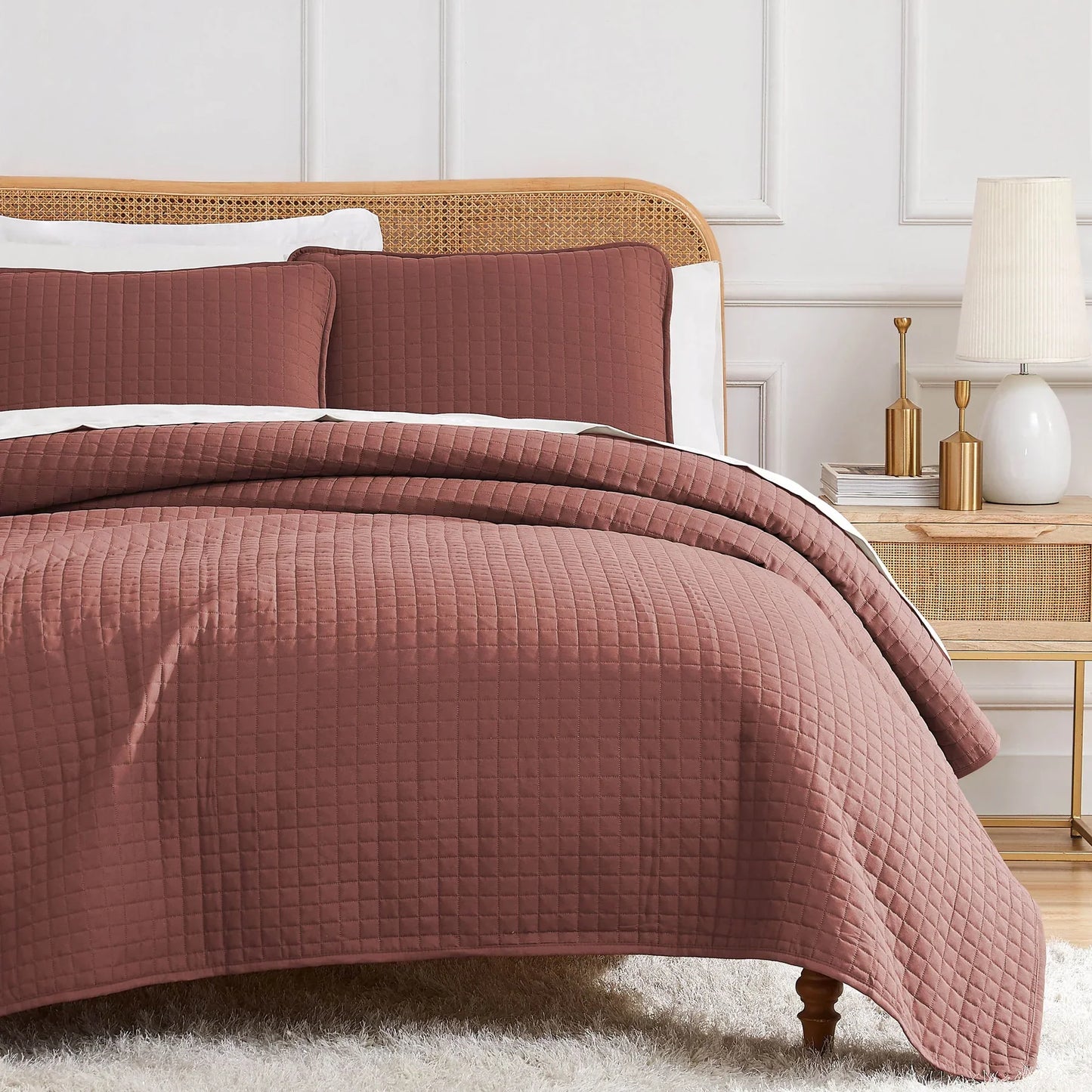 Small Squares Classic Quilt Set, Marsala