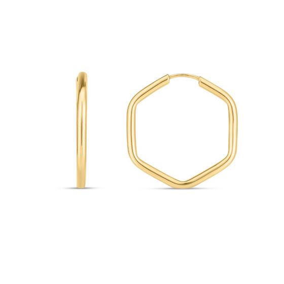 14K Endless Hexagon Hoops