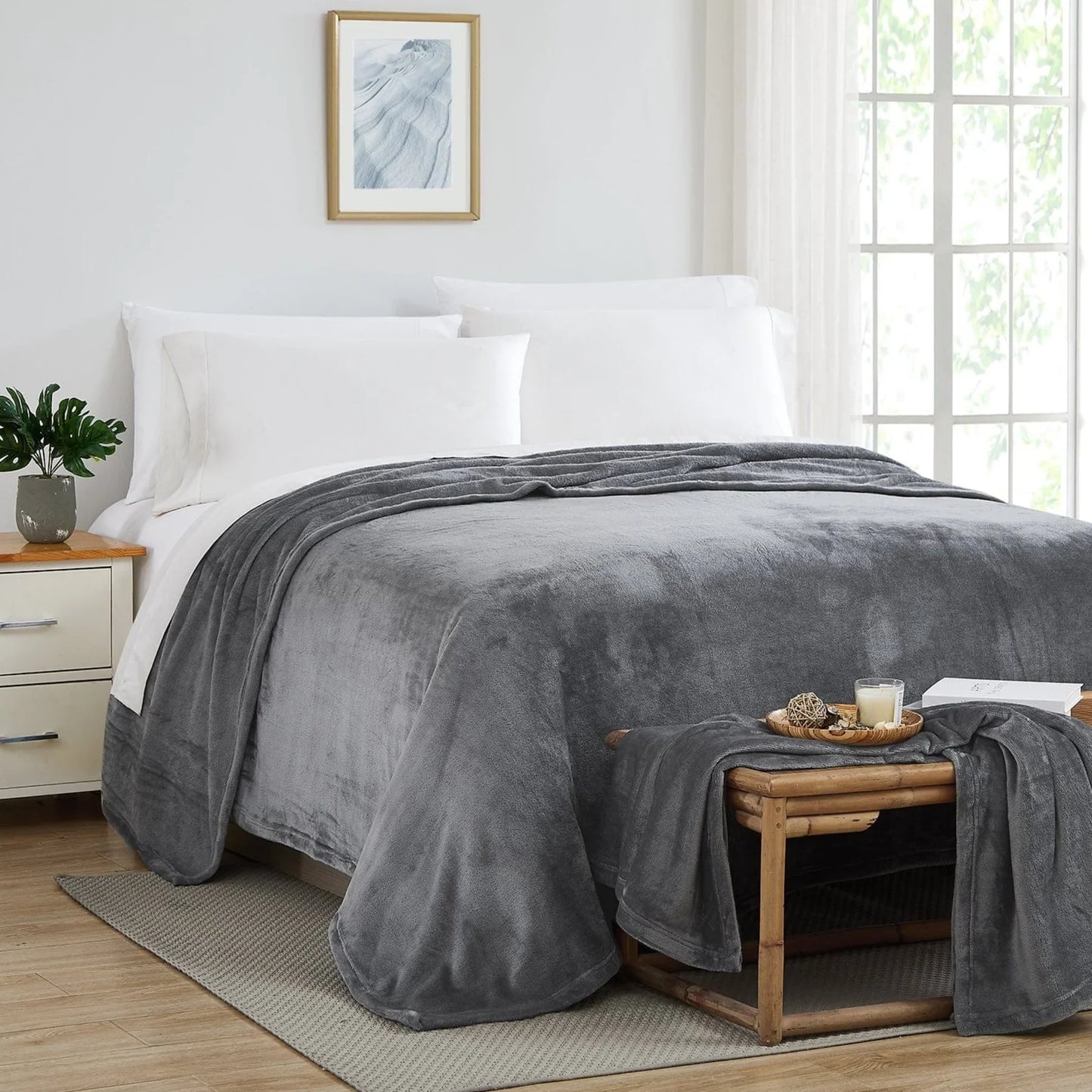 Simply Essential Microfleece Oversized Blanket, Slate